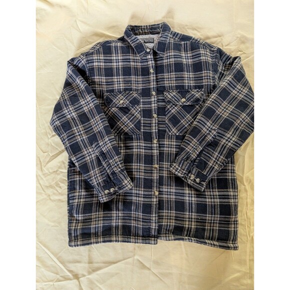 David Taylor Shacket Yellow Navy Plaid Flannel Cabincore Lumberjack L-XL - Picture 2 of 7